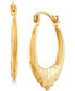 Small Polished Ridge Hoop Earrings in 14k Gold