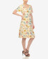 ფოტო #4 პროდუქტის Women's Floral Short Sleeve Knee Length Dress