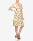 Women's Floral Short Sleeve Knee Length Dress Бежевый, Small - фото #4