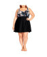 Фото #1 товара Plus Size Empire Print Swim Dress