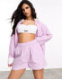 Фото #1 товара ASOS Weekend Collective boxer shorts co-ord in pink and white stripe