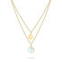 Stylish Double Gold Plated Mop Coin Necklace TJ-0432-N-45