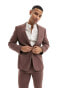 Фото #1 товара ASOS DESIGN wedding slim suit jacket in burgundy microtexture