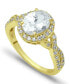 Cubic Zirconia Oval Center Stone Ring in 18K Gold Plate