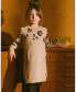 Фото #3 товара Big Girls Sweater Dress With Heart Jacquard Beige Mix