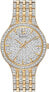 Фото #1 товара Bulova Crystal Pave 3-Hand Quartz Slim Case Watch Gold Tone 32mm