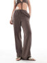 Фото #7 товара 4th & Reckless tie front beach trouser co-ord in brown