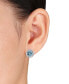 ფოტო #2 პროდუქტის Blue Topaz (4-3/4 ct. t.w.) and White Topaz (1/4 ct.t.w.) Swirl Halo Stud Earrings in Sterling Silver