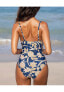 Women's Paisley V Neck Tummy Control One Piece Swimsuit