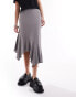 Monki asymmetric midi skirt in grey grau, XS - EU 34-36 - фото #4