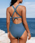 Women's Release Happiness Ruched Cross Back One Piece Swimsuit