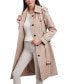 Women's Petite Single-Breasted Hooded Belted Trench Coat