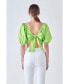 Фото #3 товара Women's Puff Sleeve Top with Back Bow