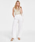 Women's Drapey Organza Belted Wide-Leg Pants