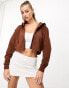 Фото #1 товара Night Addict cropped zip thru hoodie co-ord in chocolate brown