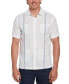 Men's Guayabera Short Sleeve Button-Front Embroidered-Panel Shirt