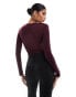 Фото #2 товара Stradivarius long sleeve polyamide bodysuit in burgundy