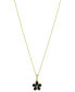 ფოტო #1 პროდუქტის Onyx & Diamond Accent Flower 18" Pendant Necklace in 10k Gold