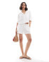 Mango cheesecloth short sleeve co-ord shirt in white