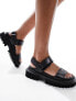 AllSaints Rory leather flatform sandals in black