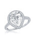 ფოტო #1 პროდუქტის Sterling Silver Large Pearshaped CZ Halo Engagement Ring