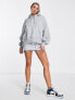 Фото #7 товара Nike mini swoosh over-oversized pullover hoodie in grey and sail