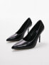 Topshop Wide Fit Erin patent court shoe in black