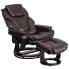 Фото #4 товара Contemporary Brown Leather Recliner And Ottoman With Swiveling Mahogany Wood Base