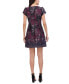 Women's Jacquard Fit & Flare Puff-Sleeve Dress