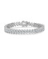 Sterling Silver with Cubic Zirconia Icicle Cluster Double Row Tennis Bracelet