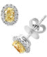 ფოტო #1 პროდუქტის EFFY® Yellow & White Diamond Oval Halo Stud Earrings (7/8 ct. t.w.) in 18k Two-Tone Gold