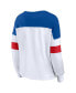 ფოტო #4 პროდუქტის Women's White, Royal Buffalo Bills Plus Size Even Match Lace-Up Long Sleeve V-Neck T-shirt