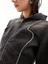 Фото #7 товара Weekday Portola co-ord hooded denim jacket with piping detail in washed black