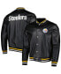 Men's Black Pittsburgh Steelers Metallic Bomber Full-Snap Jacket