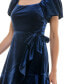 ფოტო #5 პროდუქტის Juniors' Puff-Sleeve Faux-Wrap Velvet Dress