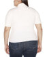 Фото #2 товара Black Label Plus Size Mock Neck Zip Front Ribbed Short Sleeve Sweater