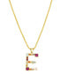 ფოტო #1 პროდუქტის 14K Gold-Plated Multi Color Stone Initial Necklace