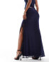 ASOS DESIGN co-ord contrast lace trim maxi skirt in navy