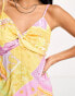 Фото #6 товара Miss Selfridge Petite twist front mini slip dress in patchwork scarf print