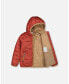 Boy Quilted Mid-Season Jacket Printed Dogs Rust - Child