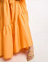 Daska tiered puff balloon sleeve maxi dress in orange