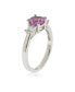 Фото #3 товара Pink Sapphire & Lab-Grown White Sapphire 3 Stone Bridal Ring in Sterling Silver by Suzy Levian