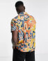 Фото #2 товара Topman airtex swirl print shirt in orange and blue