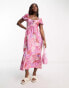 Фото #1 товара Miss Selfridge lace up patchwork maxi dress in pink