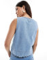 Фото #3 товара ASOS DESIGN denim scallop edge tank top in mid blue