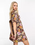 Фото #4 товара Miss Selfridge babydoll smock dress in retro tropical print