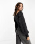 Фото #4 товара Free People soft puff sleeve square neck jumper in charcoal grey