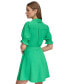 Women's Collared Tie-Waist Puff-Sleeve Dress