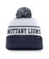 Фото #2 товара Men's White/Navy Penn State Nittany Lions Local Peak Cuffed Knit Hat with Pom