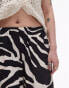 Topshop petite satin straight leg mono zebra print trouser in mono